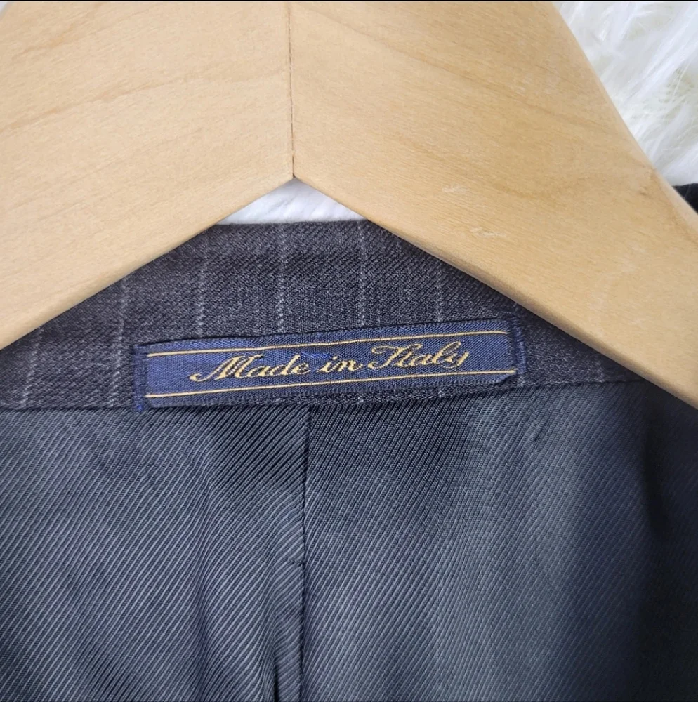 40R Eredi Pisano Men Super‎ 110s Black Pinstripe Loro Piana Wool Blazer Luxury